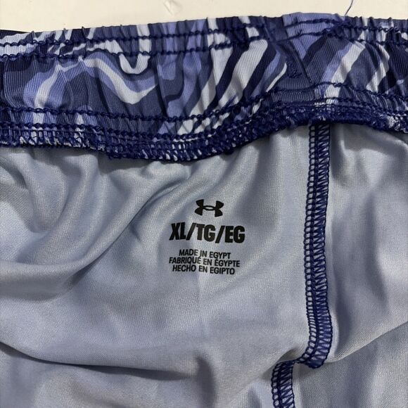 Under Armour UA Blue Wavy Print Poly Elastane Running Shorts Mens XL NWT - Picture 6 of 6